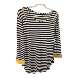 RolyPoly Black & White Striped Long Sleeve Top Size L | Yellow Accents